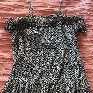 black and white spotted off the shoulder top